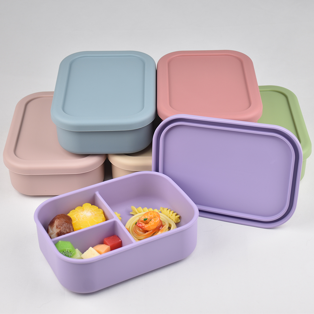 Meal Prep Boxen Glas - 3-Compartment Food Grade Silicone Bento Lunch
