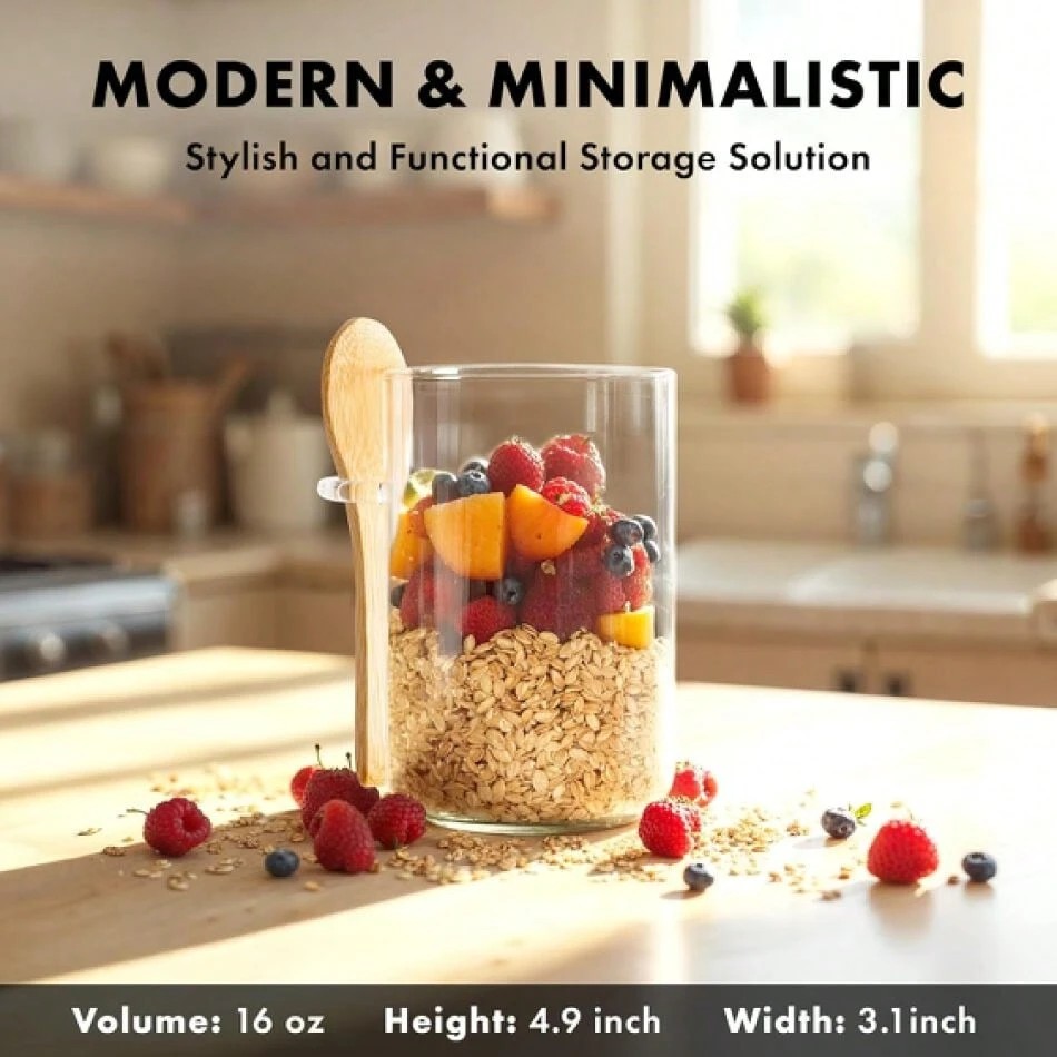 Tyrixma 16oz Glass Meal Prep C - Meal Prep Oatmeal ulasan dan harga