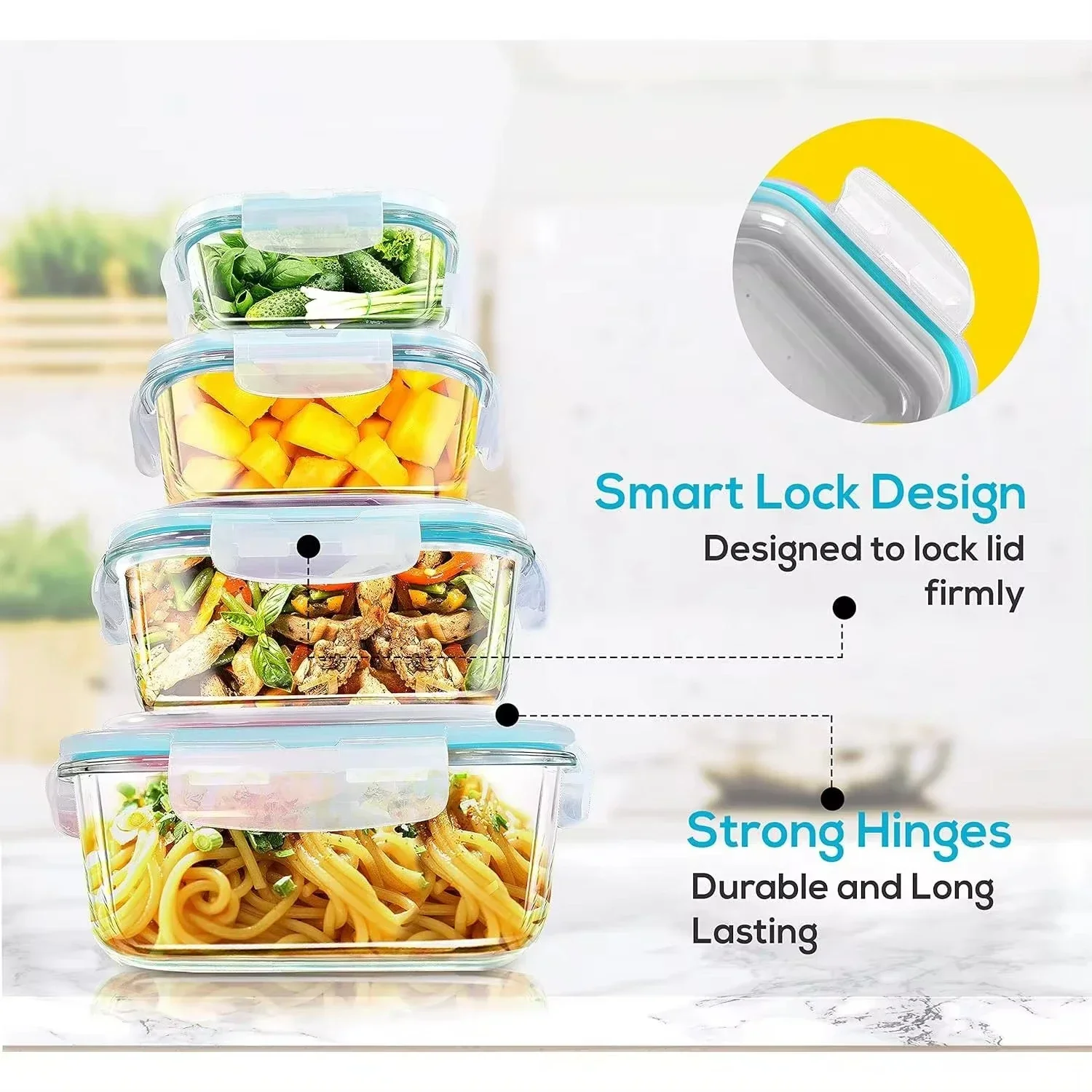 Borosilicate Glass Lunch Box A - Meal Prep Boxen Glas ulasan dan harga