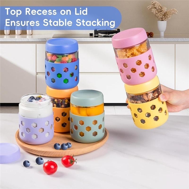 ABUI-Glass Jars With Airtight  - Meal Prep Oatmeal ulasan dan harga