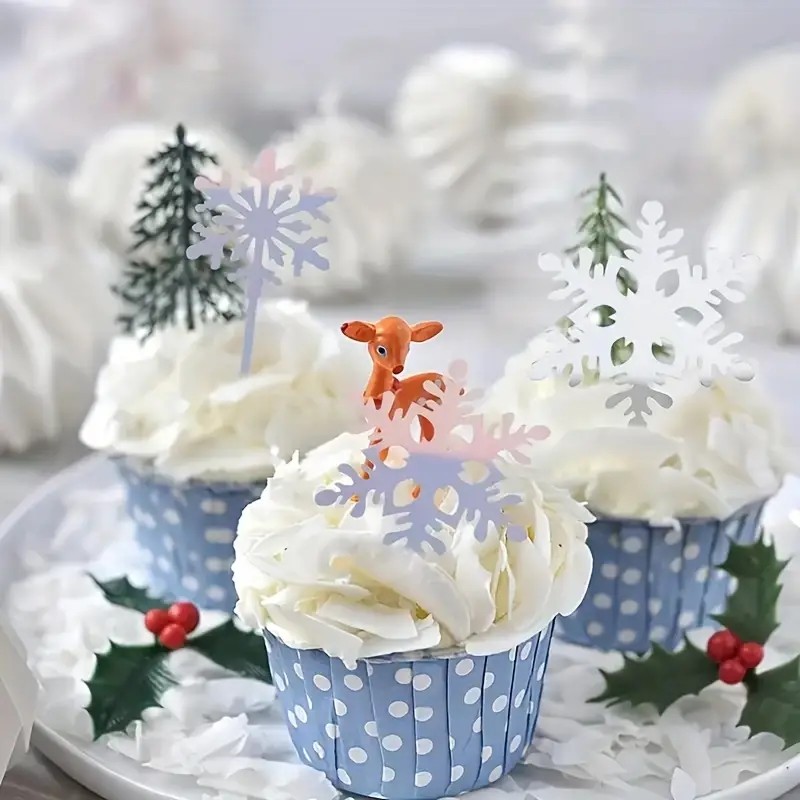 16pcs Snowflake Cupcake Topper - Meal Prep Frozen ulasan dan harga