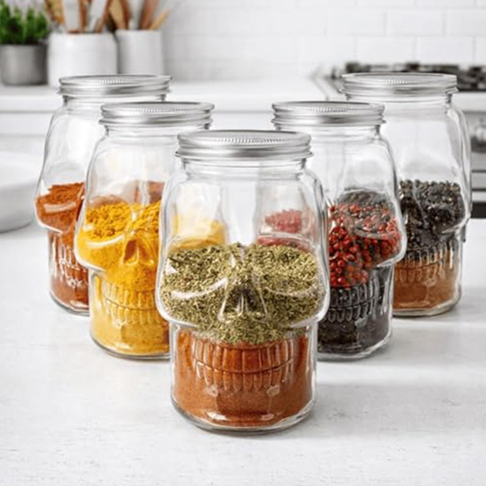 Transparent Skull Jars with Li - Meal Prep Kinder ulasan dan harga