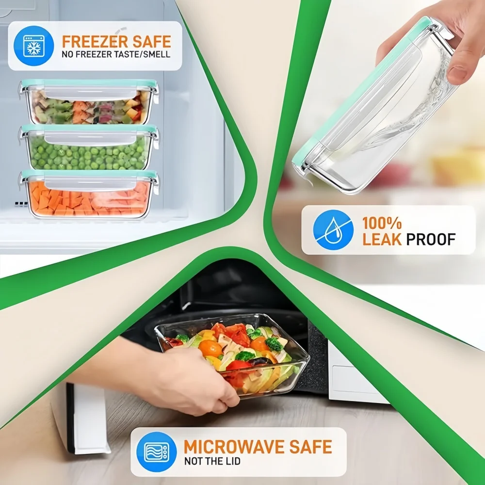 BPA-Free Glass Lunch Box Recta - Meal Prep Boxen Glas ulasan dan harga