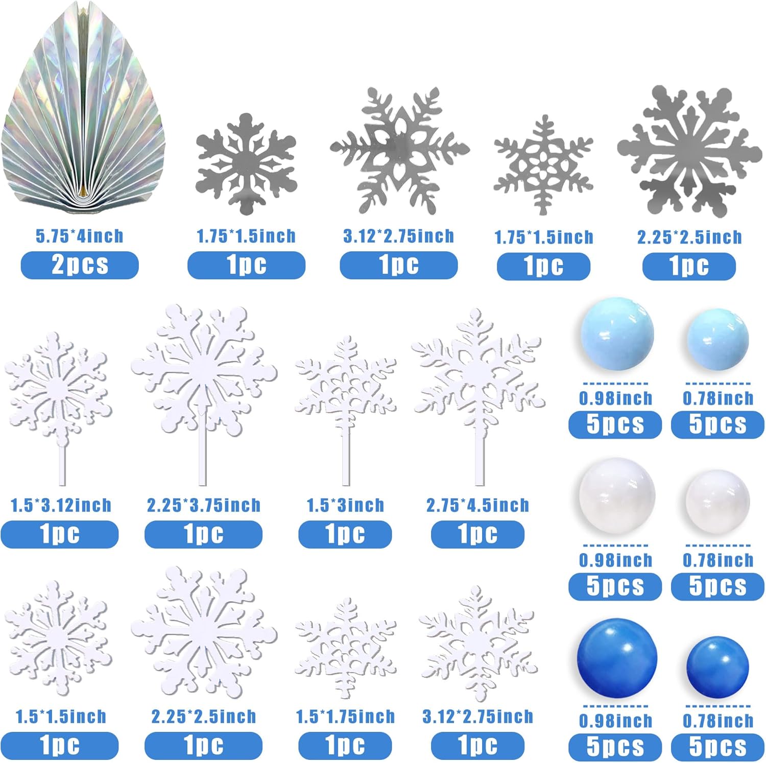 44 PCS Snowflake Cake Toppers  - Meal Prep Frozen ulasan dan harga
