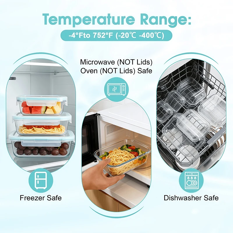 Borosilicate Glass Lunch Box A - Meal Prep Boxen Glas ulasan dan harga
