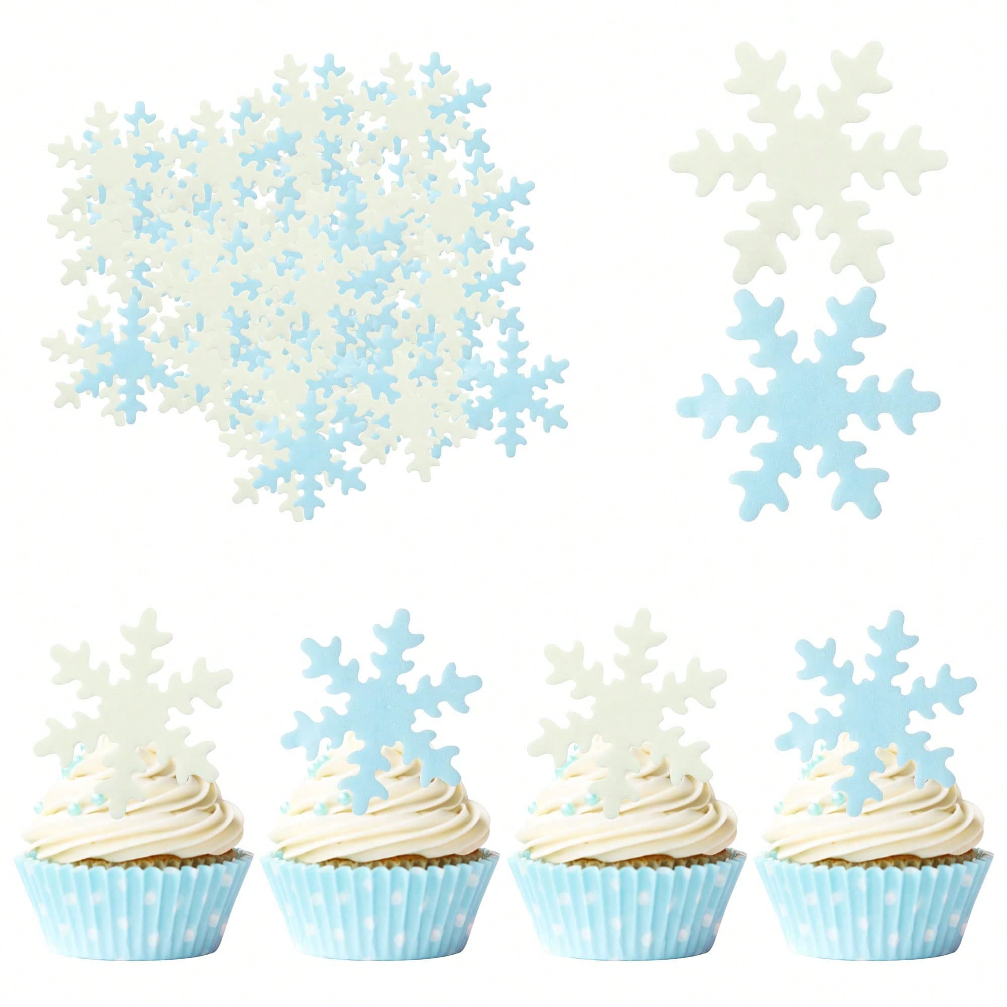 50Pcs Blue White Cupcake Toppe - Meal Prep Frozen ulasan dan harga