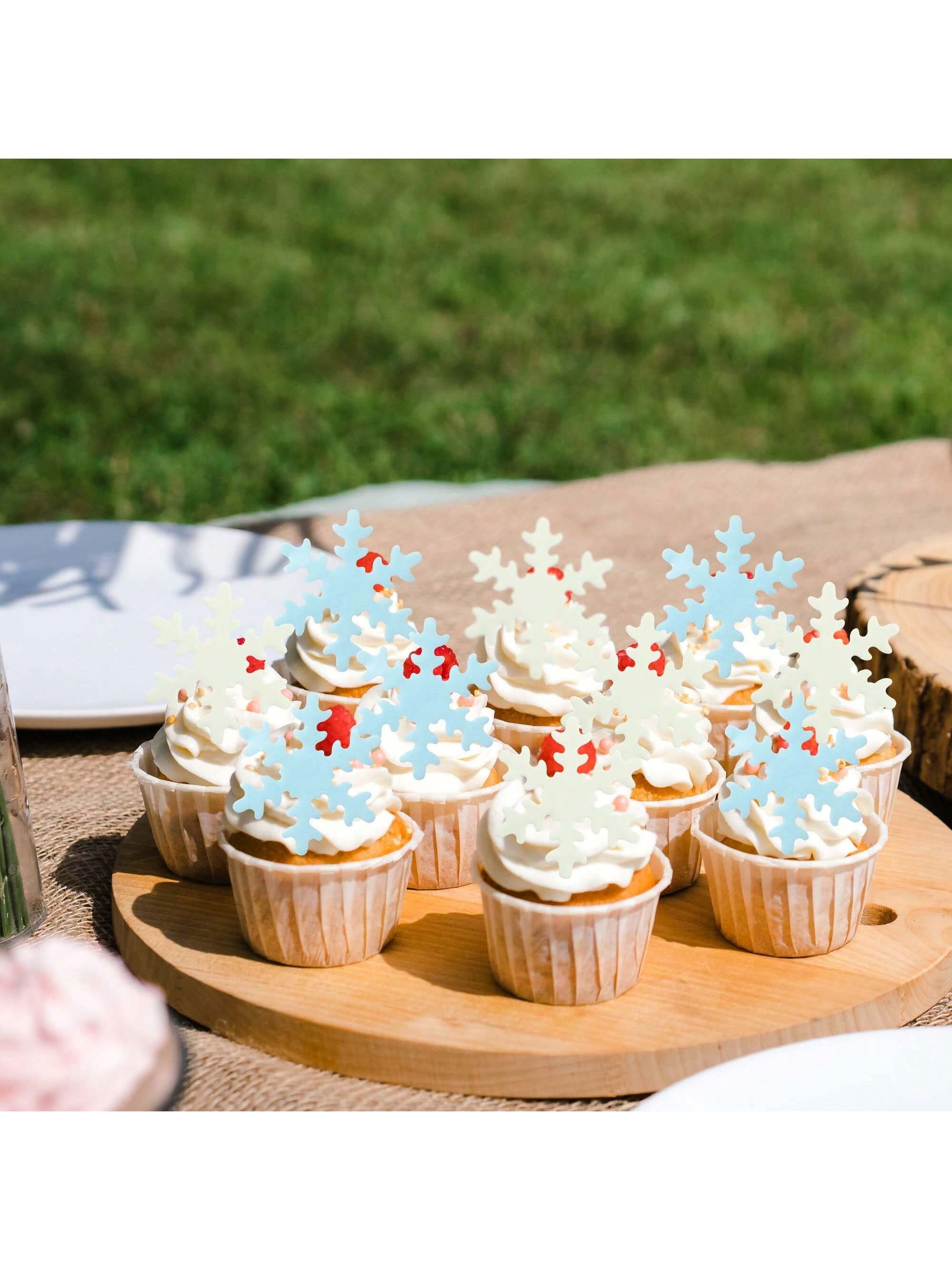 50Pcs Blue White Cupcake Toppe - Meal Prep Frozen ulasan dan harga