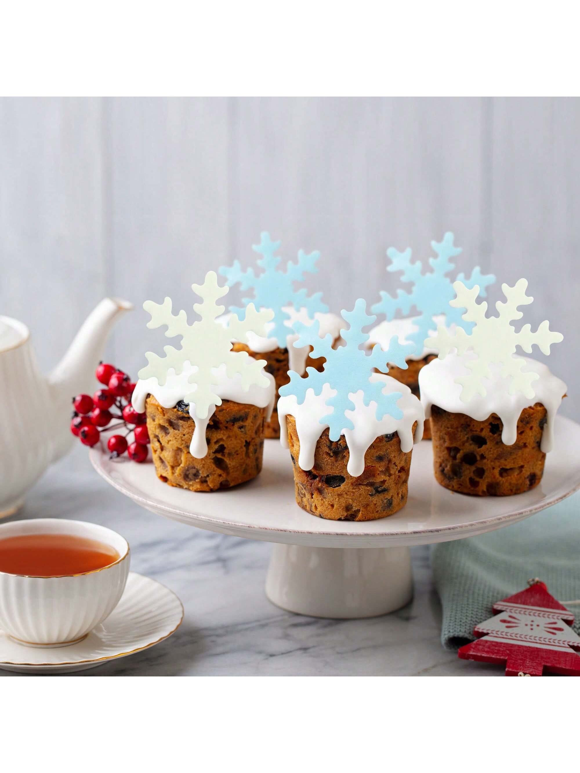 50Pcs Blue White Cupcake Toppe - Meal Prep Frozen ulasan dan harga