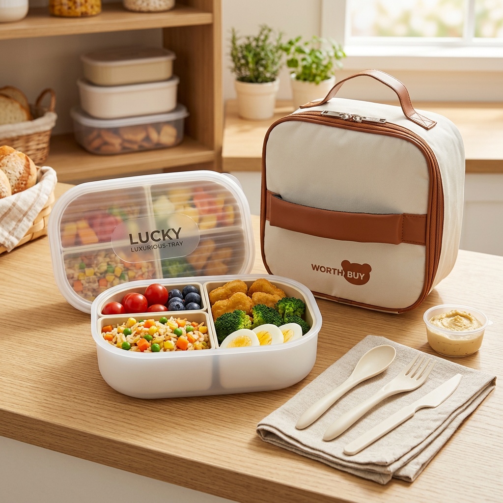 3 Compartment Plastic Bento Bo - Meal Prep Kinder ulasan dan harga
