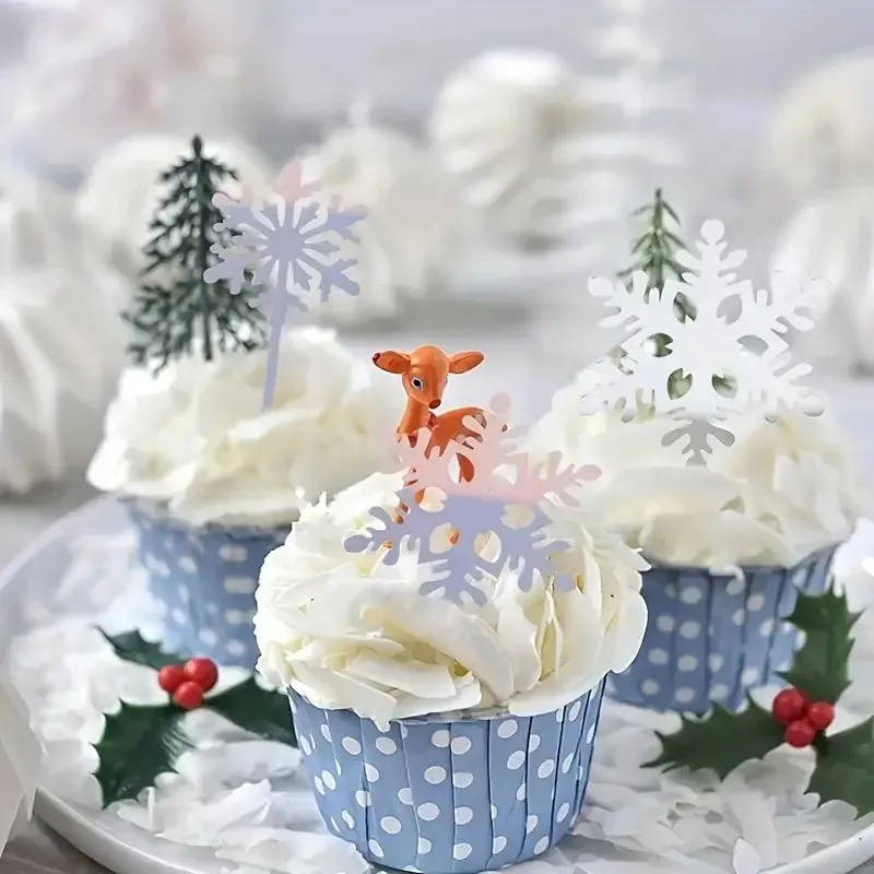 16pcs Snowflake Cupcake Topper - Meal Prep Frozen ulasan dan harga