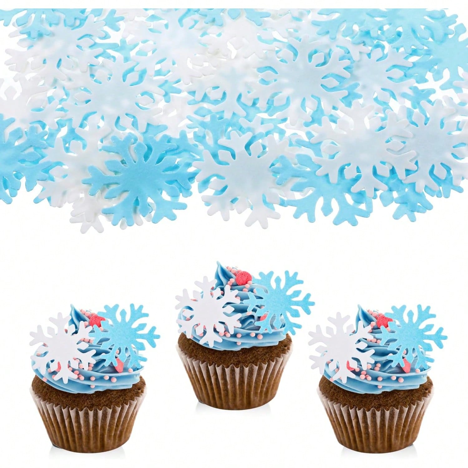 50Pcs Blue White Cupcake Toppe - Meal Prep Frozen ulasan dan harga