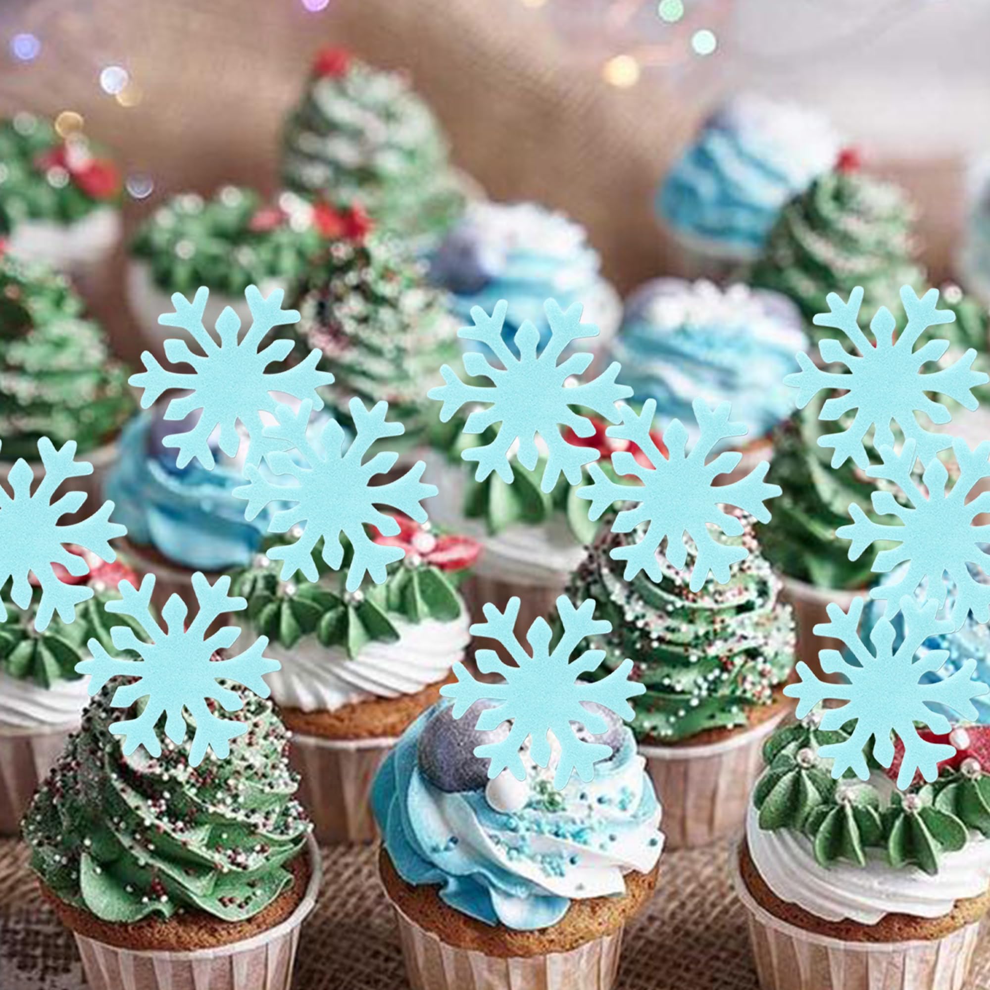 50Pcs Blue White Cupcake Toppe - Meal Prep Frozen ulasan dan harga