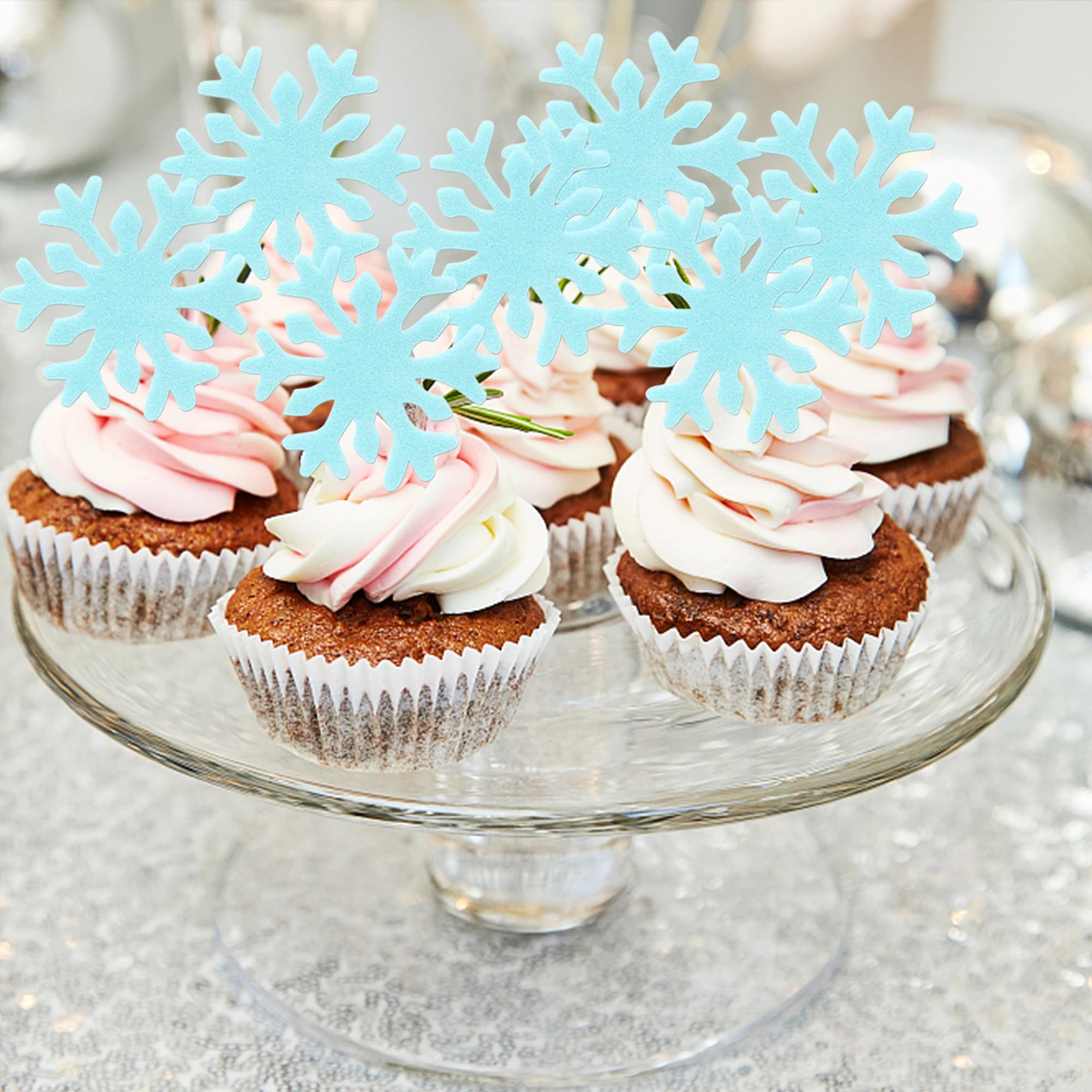 50Pcs Blue White Cupcake Toppe - Meal Prep Frozen ulasan dan harga